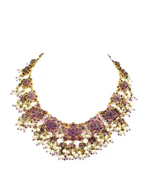 Rare Chanel Vintage 90’s Purple Gripoix & Faux Pearl Statement Necklace