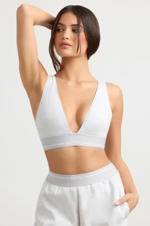 Recreation - Plunge-Neck Sports Bra in Grey Marl