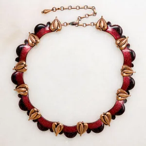 Red & Black Enameled Copper Necklace by Matisse