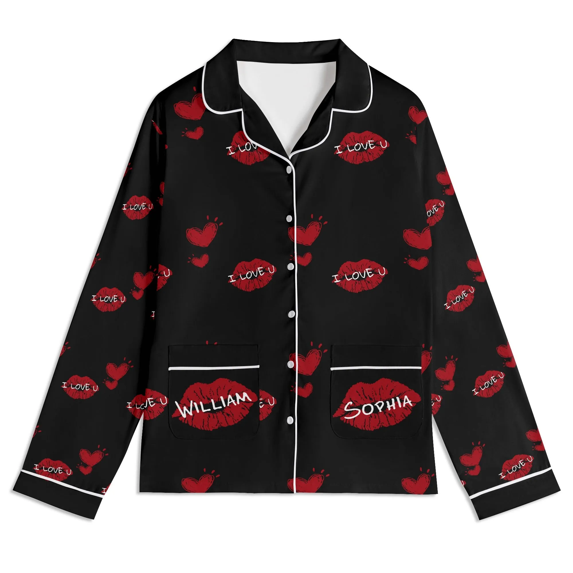 Red Kiss Long Sleeve Pajama Set