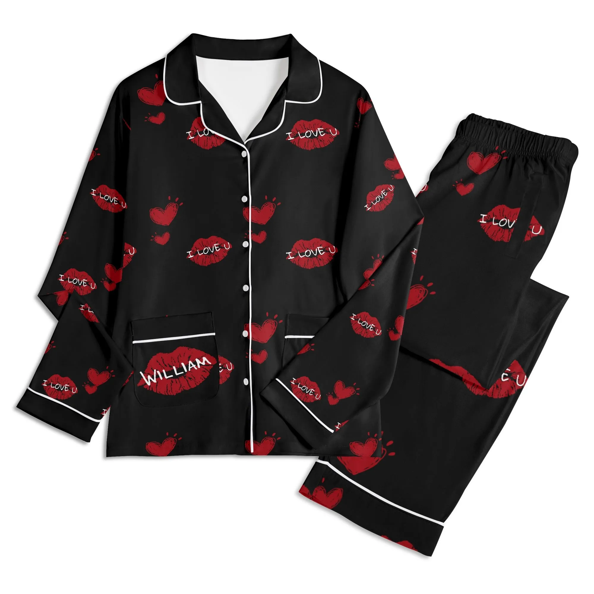 Red Kiss Long Sleeve Pajama Set