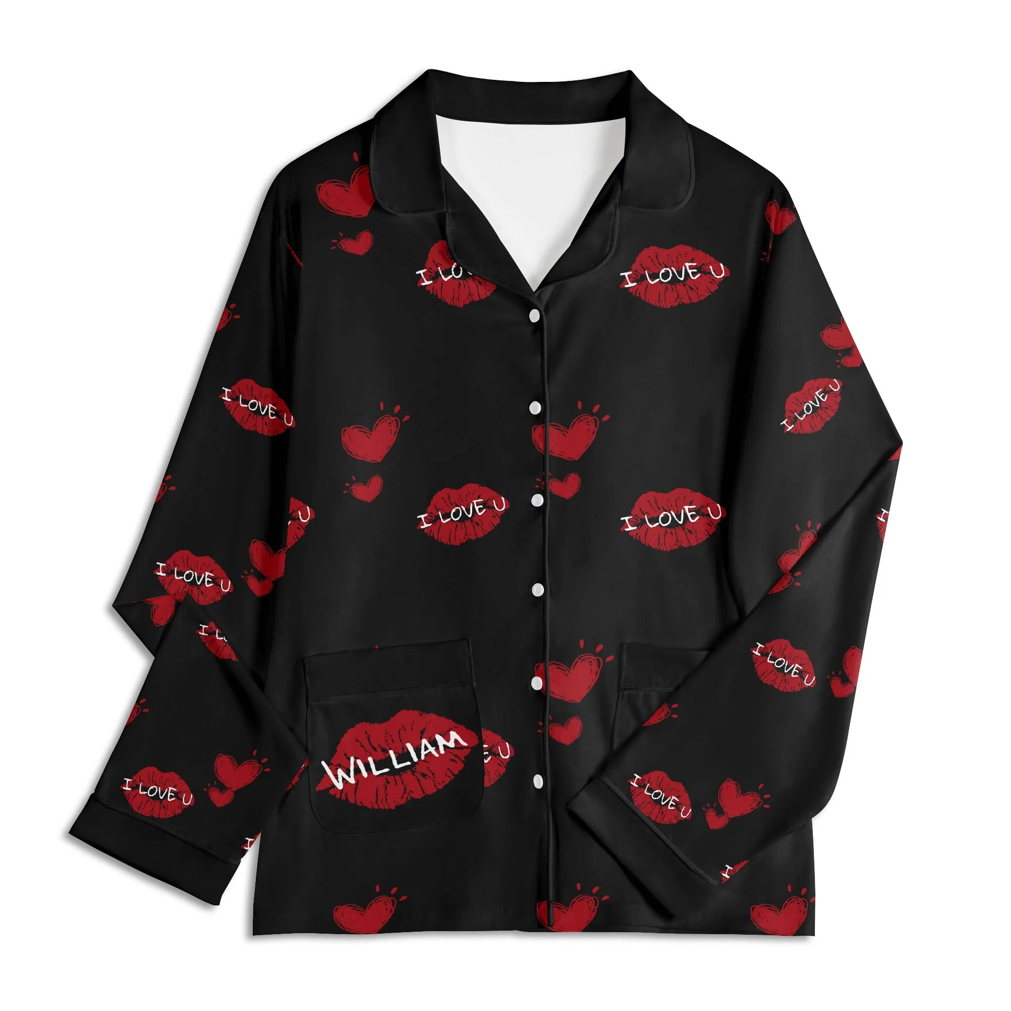 Red Kiss Long Sleeve Pajama Set
