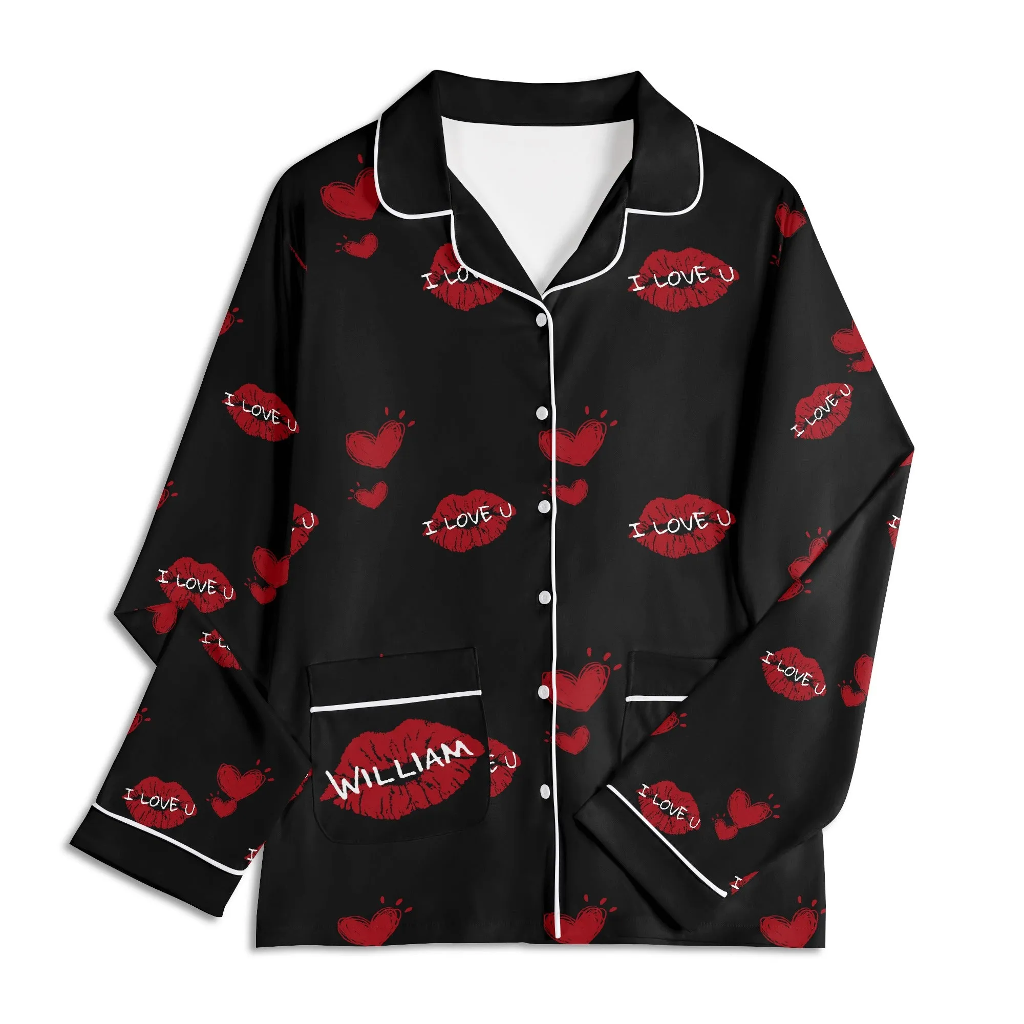 Red Kiss Long Sleeve Pajama Set