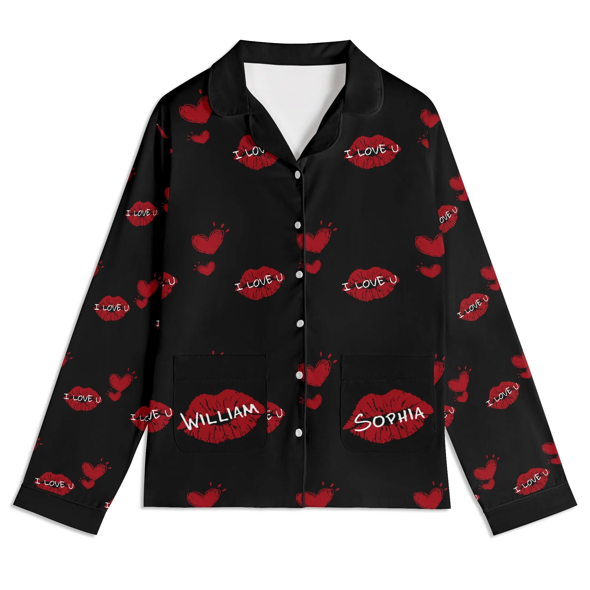 Red Kiss Long Sleeve Pajama Set