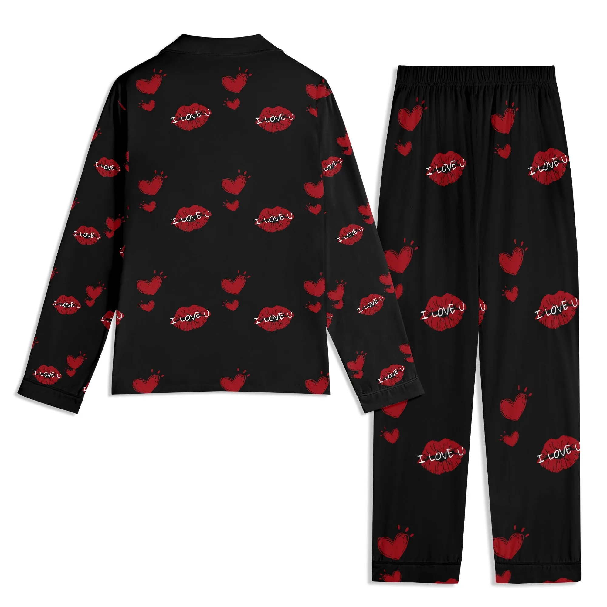 Red Kiss Long Sleeve Pajama Set