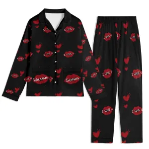 Red Kiss Long Sleeve Pajama Set