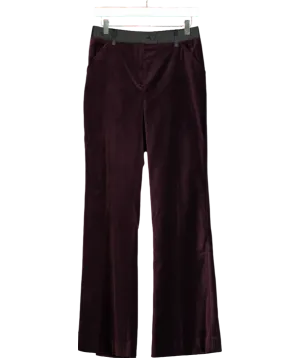 REISS Purple Cotton Velvet Flared Trousers UK 6
