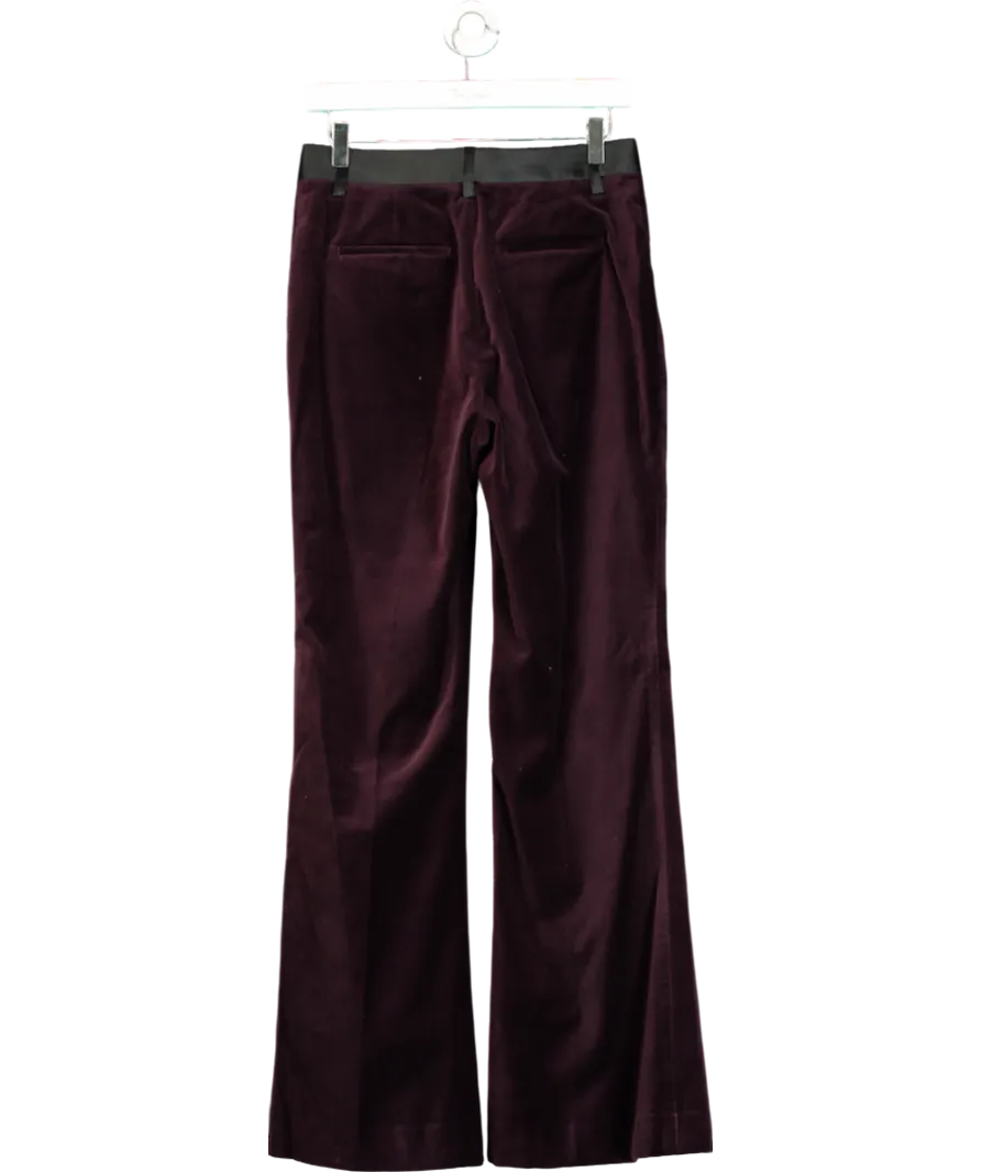 REISS Purple Cotton Velvet Flared Trousers UK 6