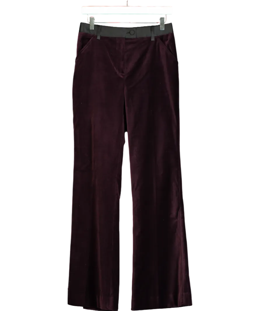 REISS Purple Cotton Velvet Flared Trousers UK 6