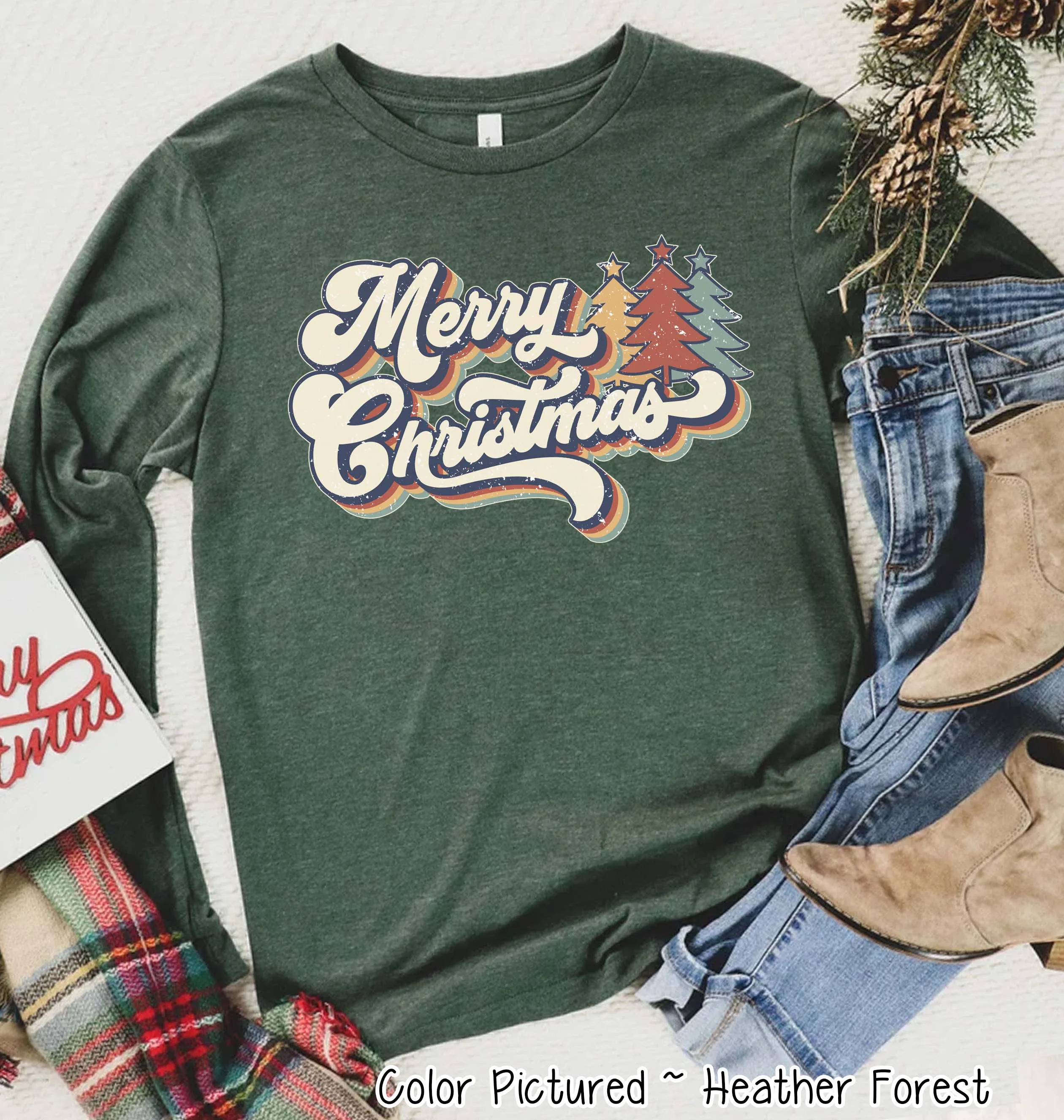 Retro Vintage Style Merry Christmas Tee or Sweatshirt