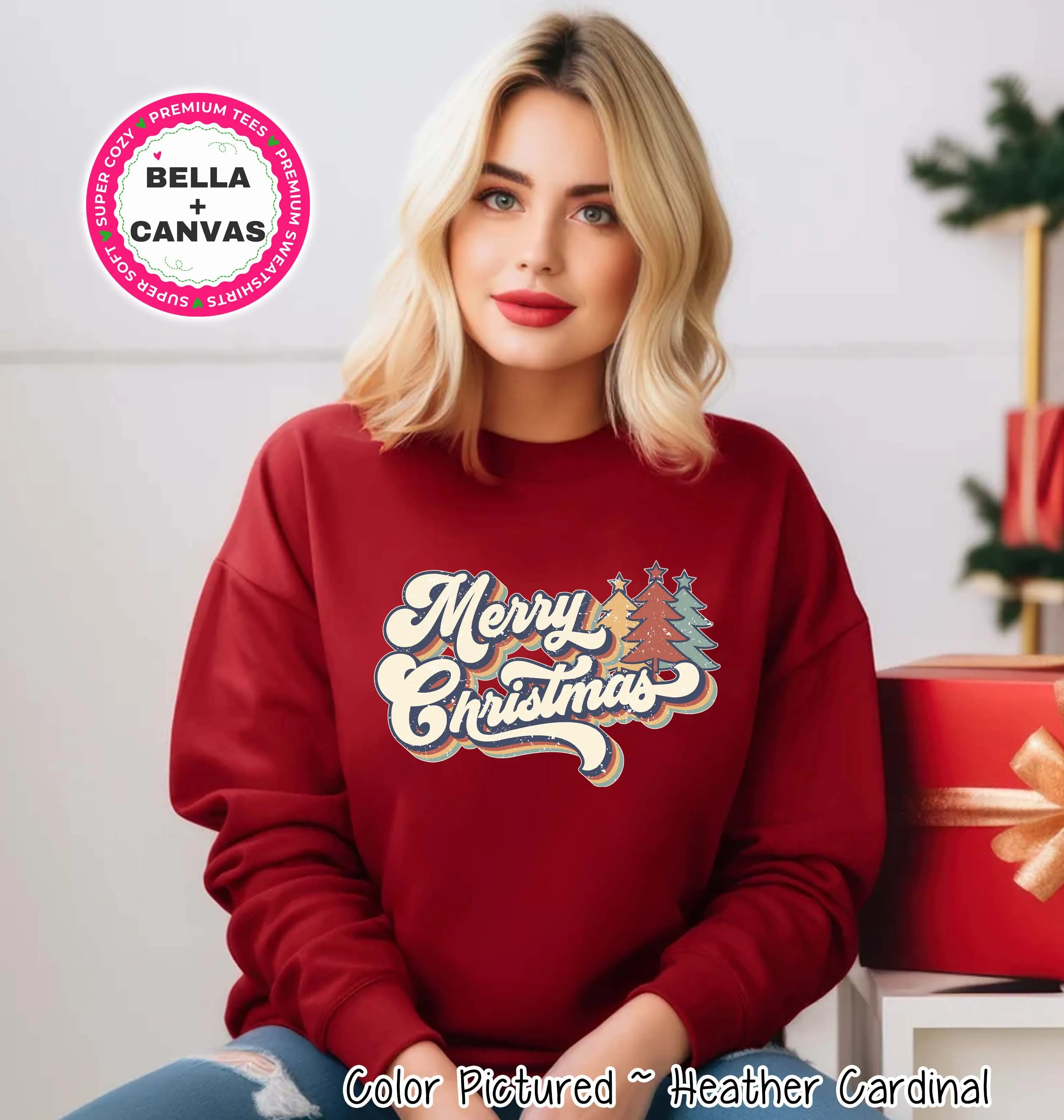 Retro Vintage Style Merry Christmas Tee or Sweatshirt