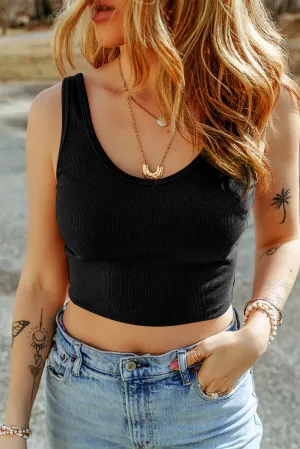 Ribbed Knit Sheath Sleeveless Crop Top