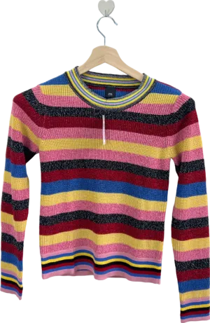 River Island Multi-Colour Striped RI Cocktail Loo Jumper UK 8