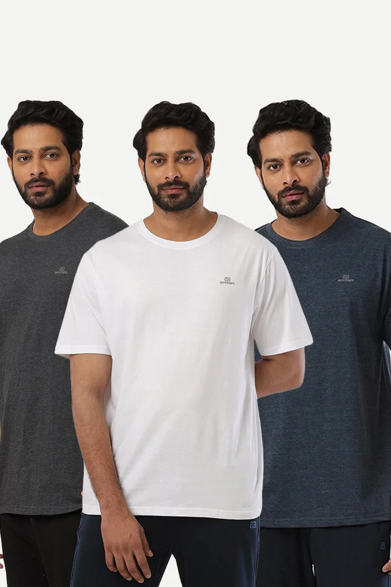 Round Neck -  T-Shirt Pack Of 3 Combo For Men | Ariser