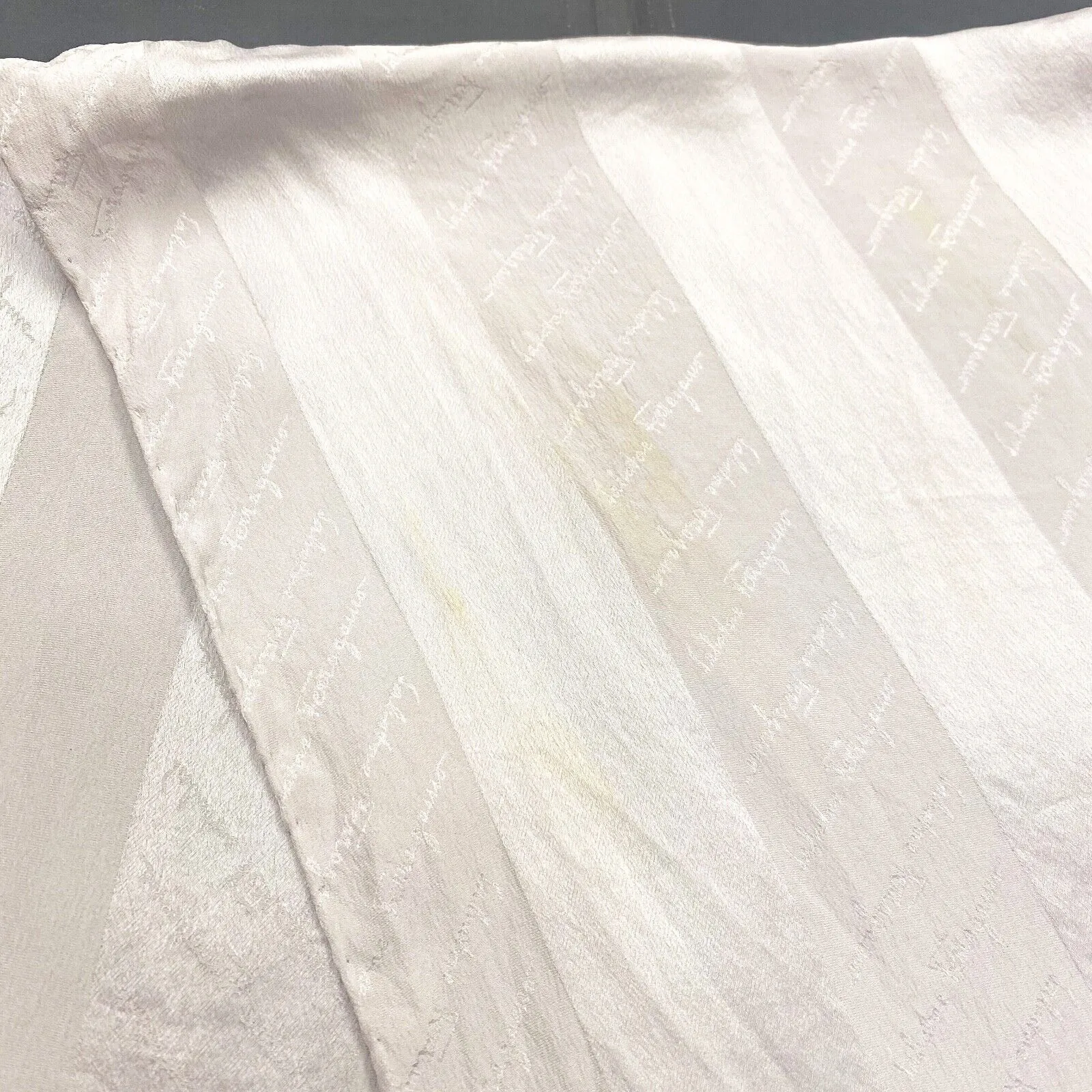 Salvatore Ferragamo Silk Scarf | Vintage Luxury High End Designer Scarves Silver