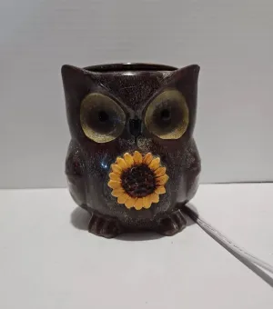 Scentsy Warmer Large Size Brown Owl With Sunflower 6" X 5"