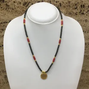 Short Mangalsutra Designs Gold Plated Latest Lakshmi (Laxmi) Coin Pendant Single Layer Mangalsutra