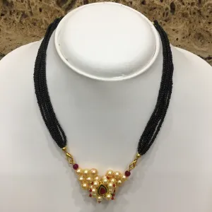 Short Mangalsutra Designs Gold Plated Latest Nath Pendant Multilayer Mangalsutra