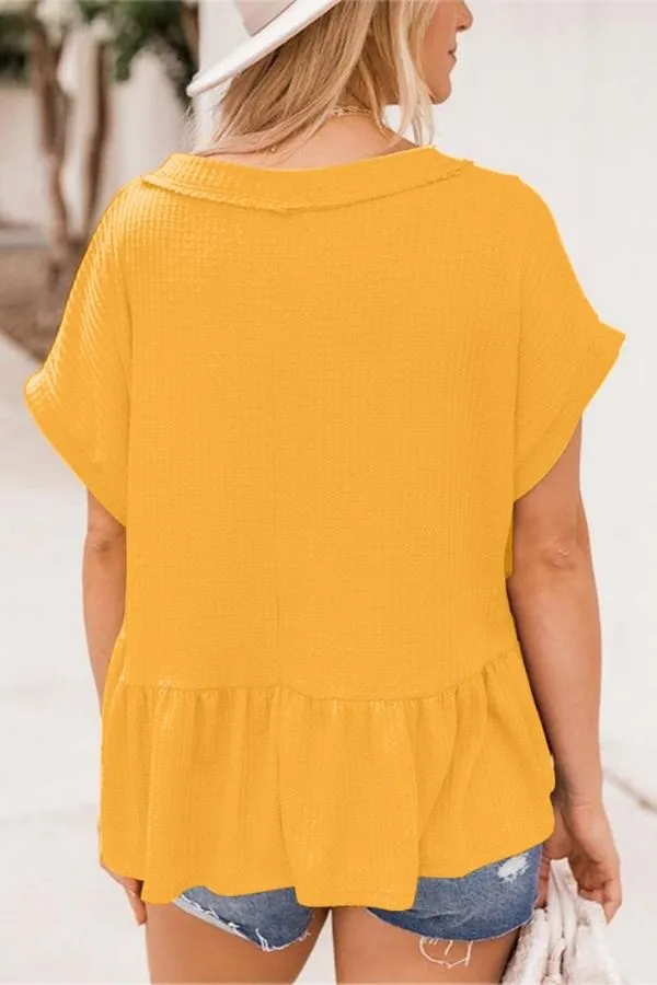 Short Sleeve Ruffle Hem T-shirt