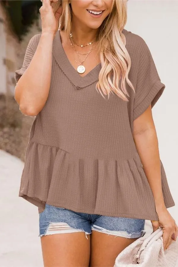 Short Sleeve Ruffle Hem T-shirt