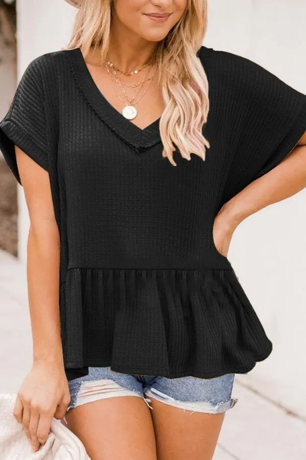Short Sleeve Ruffle Hem T-shirt