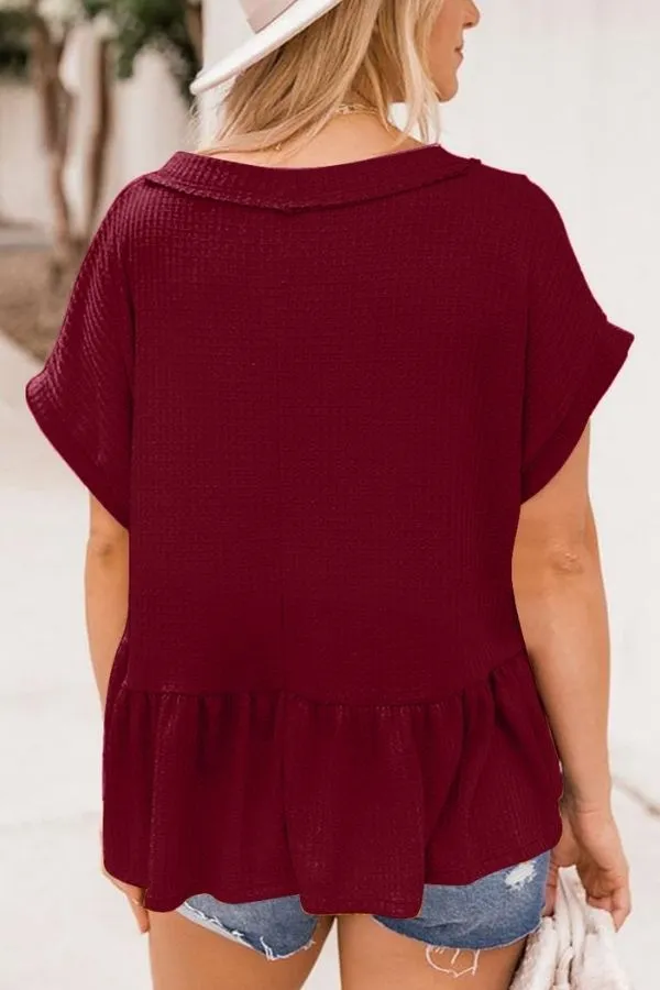 Short Sleeve Ruffle Hem T-shirt