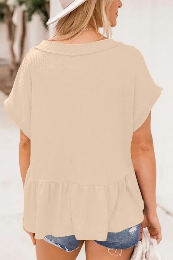 Short Sleeve Ruffle Hem T-shirt