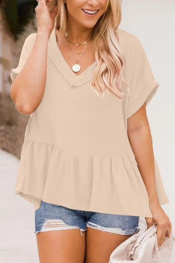 Short Sleeve Ruffle Hem T-shirt