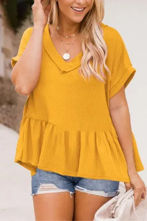 Short Sleeve Ruffle Hem T-shirt