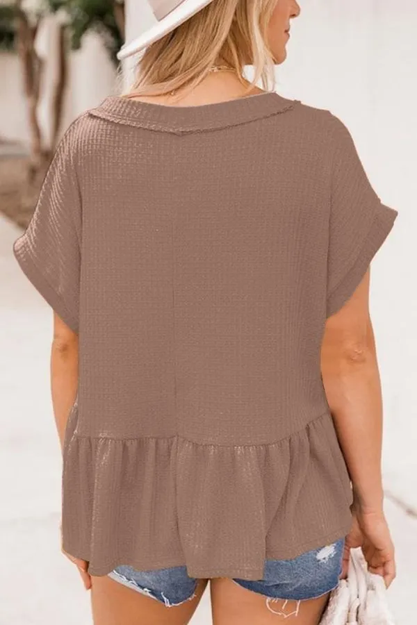 Short Sleeve Ruffle Hem T-shirt