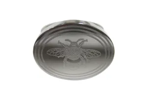 Silver Toned Etched Oval Bumble Bee Adjustable Size Fashion Ring