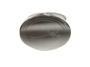 Silver Toned Oval Etched Anatomical Neuron Nerve Cell Adjustable Size Fashion Ring