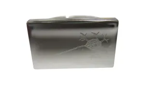 Silver Toned Rectangular Etched Anatomical Neuron Nerve Cell Adjustable Size Fashion Ring