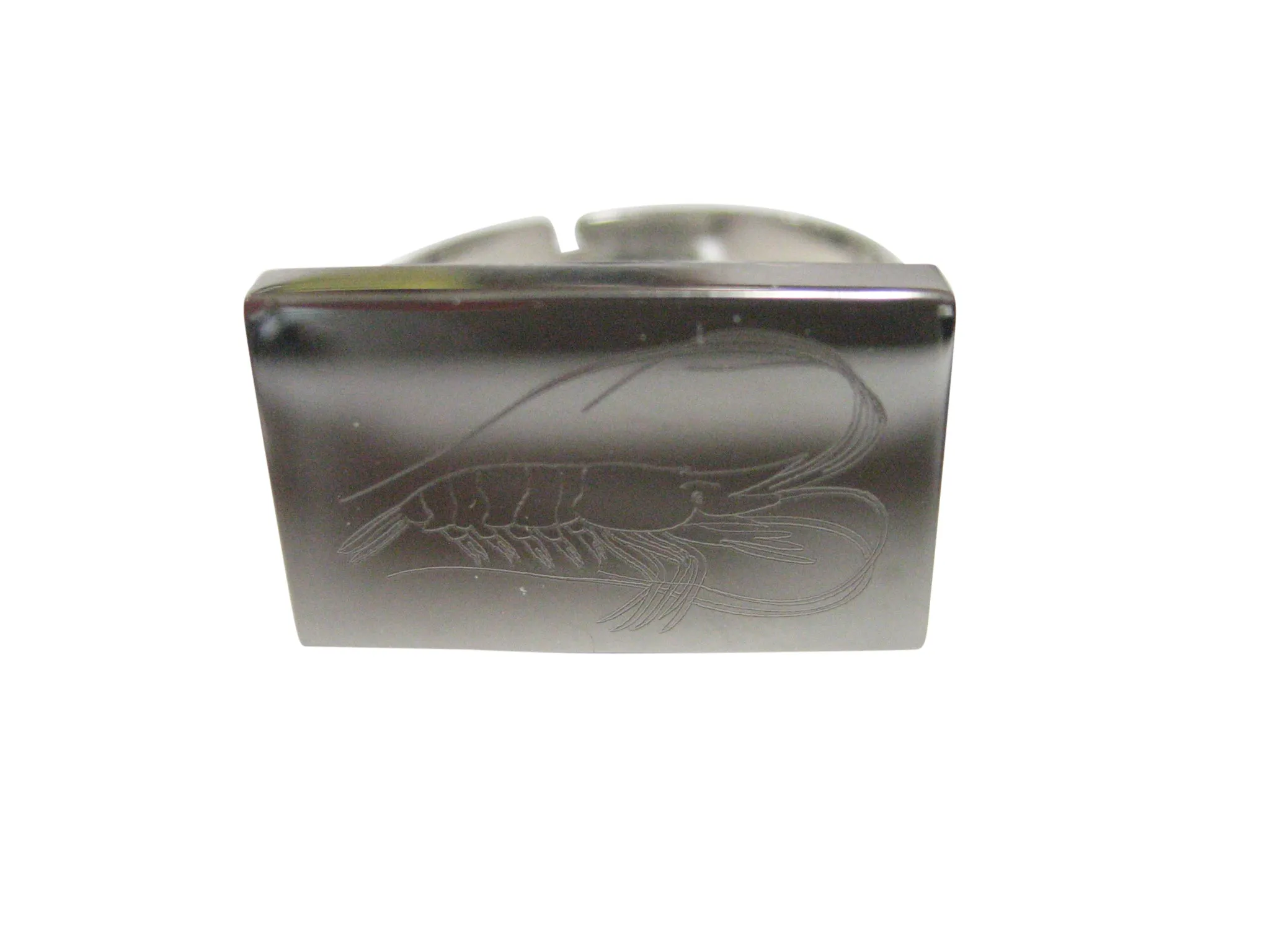 Silver Toned Rectangular Etched Shrimp Adjustable Size Fashion Ring