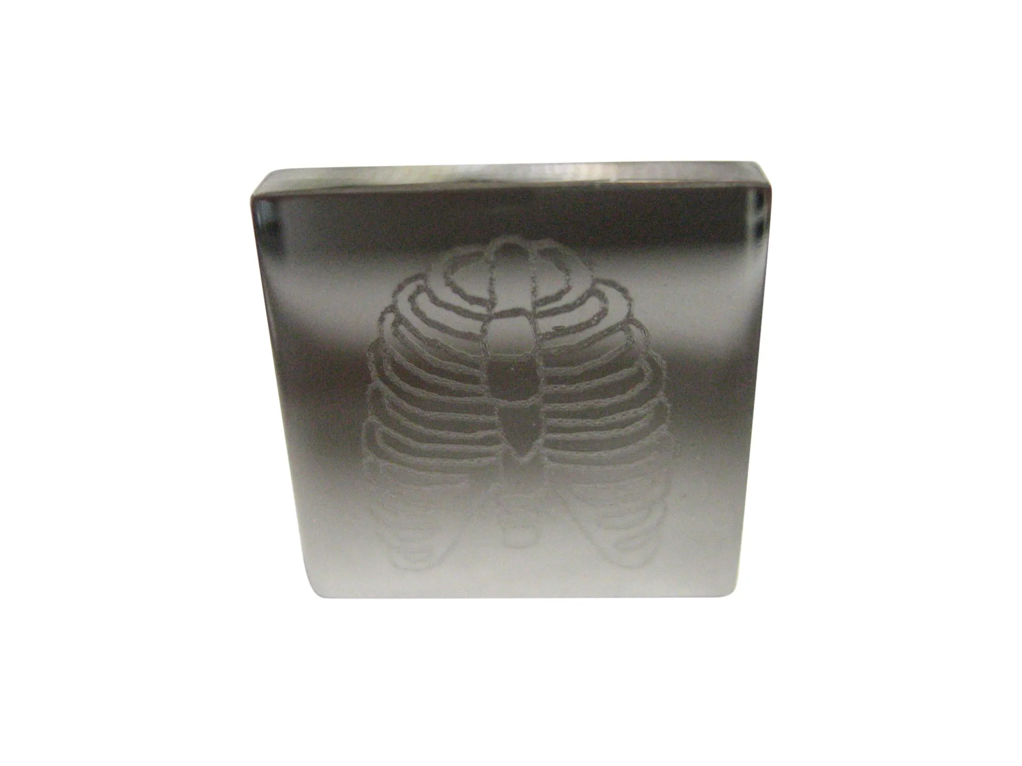 Silver Toned Square Etched Anatomical Rib Cage Adjustable Size Fashion Ring