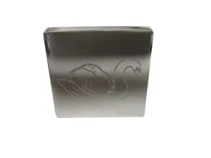 Silver Toned Square Etched Swan Bird Adjustable Size Fashion Ring