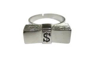 Silver Toned Stack of Dollar Bills Adjustable Size Fashion Ring