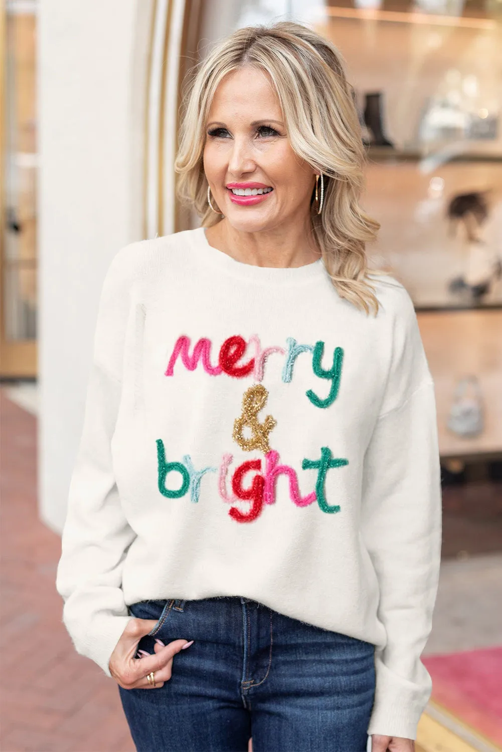Snow White Holly Jolly Round Neck Casual Sweater