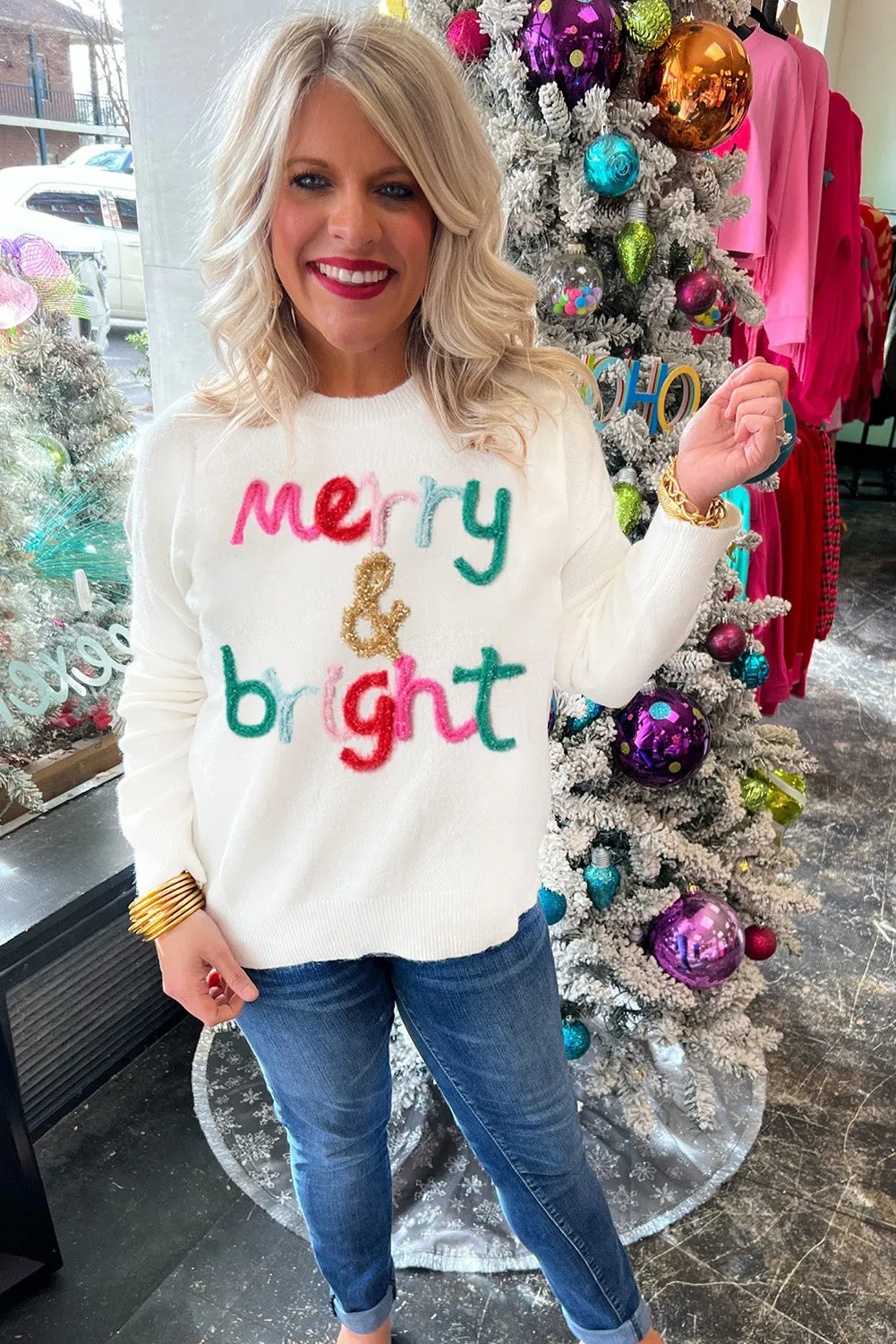 Snow White Holly Jolly Round Neck Casual Sweater