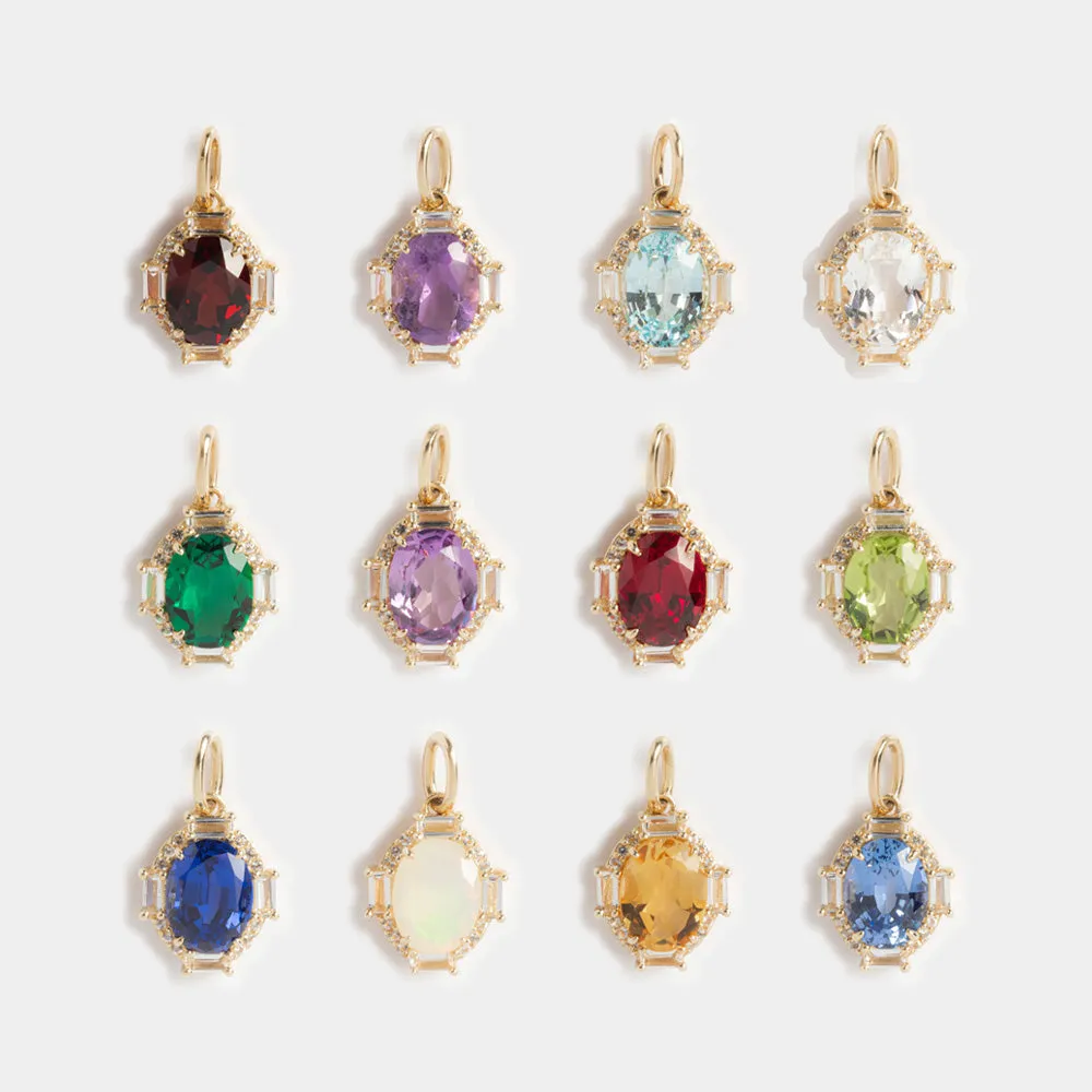 Solid Gold Vintage Inspired Birthstone Charm