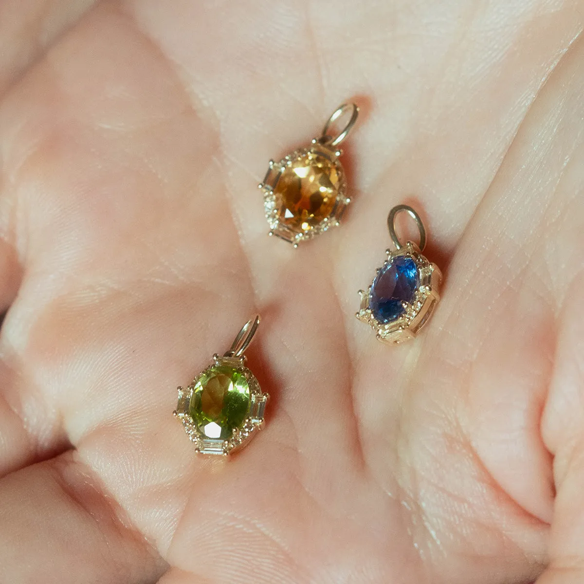 Solid Gold Vintage Inspired Birthstone Charm
