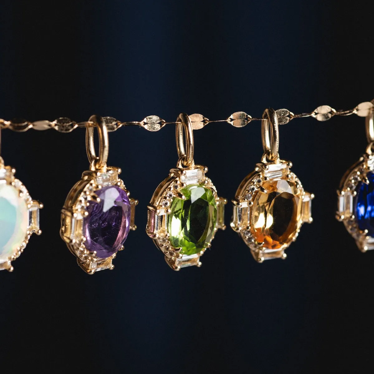 Solid Gold Vintage Inspired Birthstone Charm
