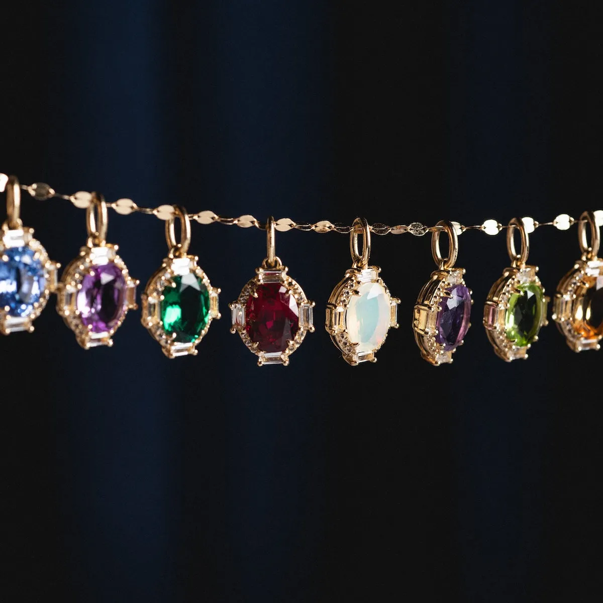 Solid Gold Vintage Inspired Birthstone Charm