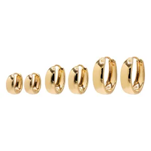 Solid Wide Graduated Huggie Earring Combo Set