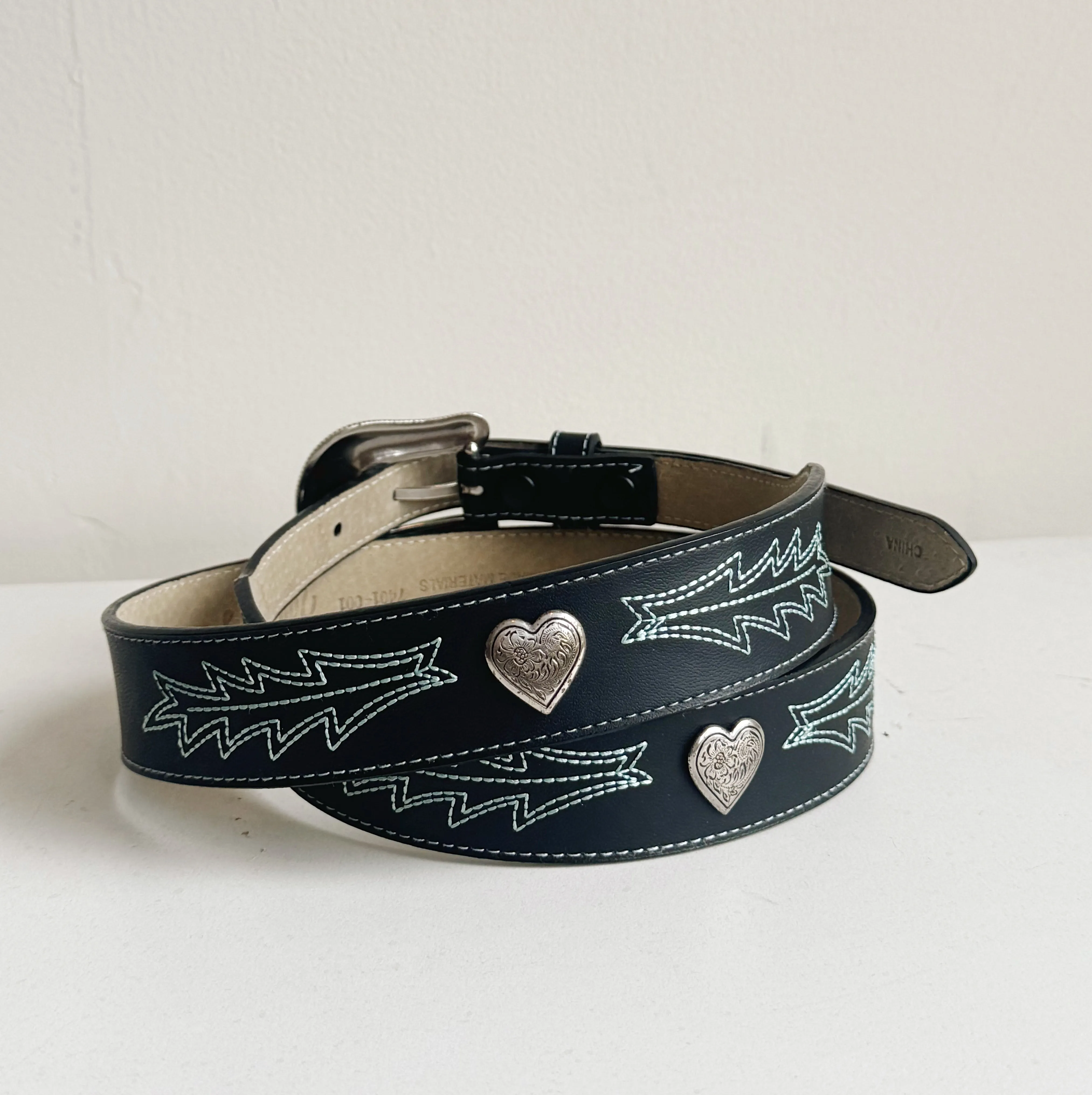 Soot Ornate Western Leather Belt