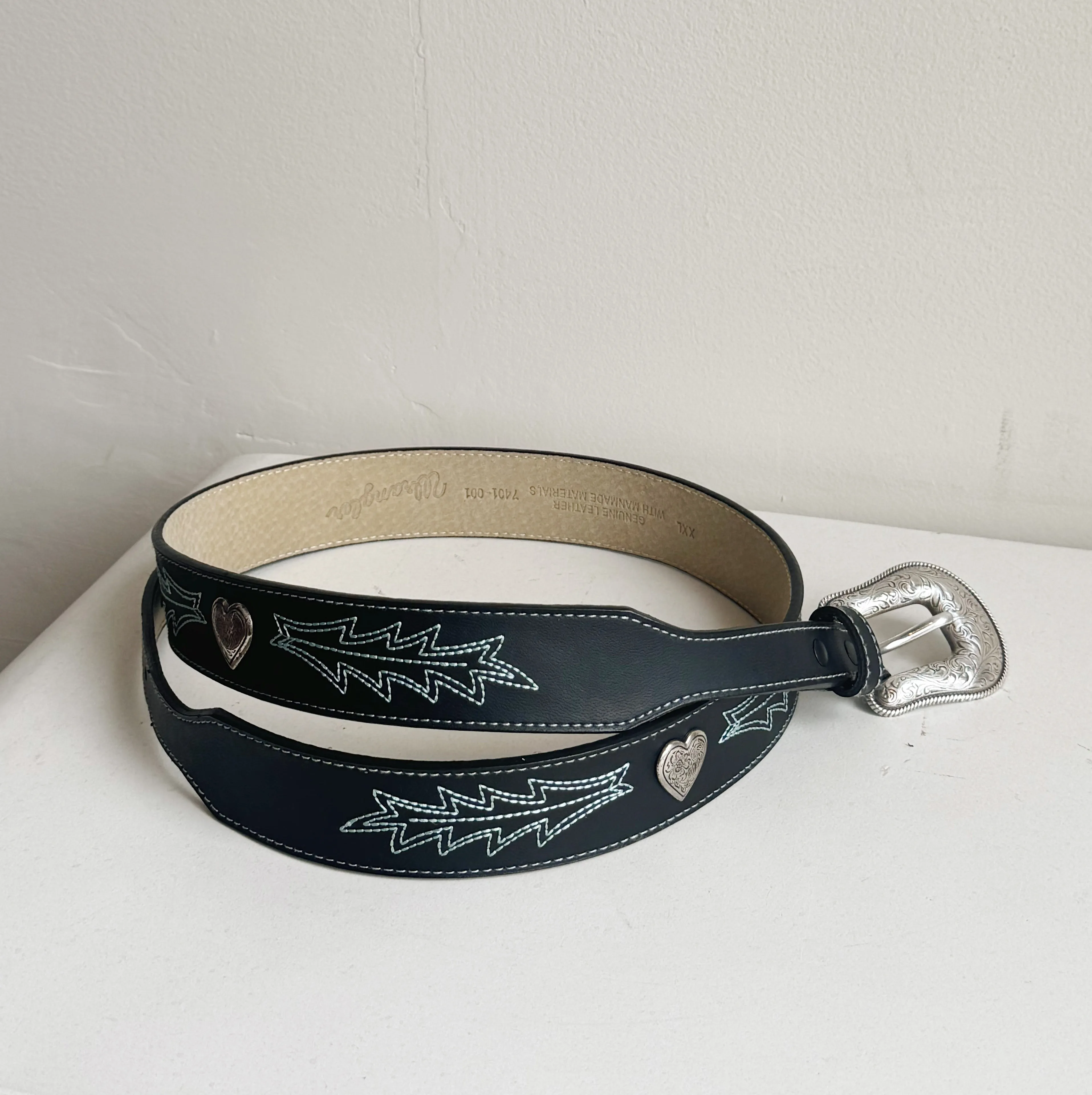 Soot Ornate Western Leather Belt