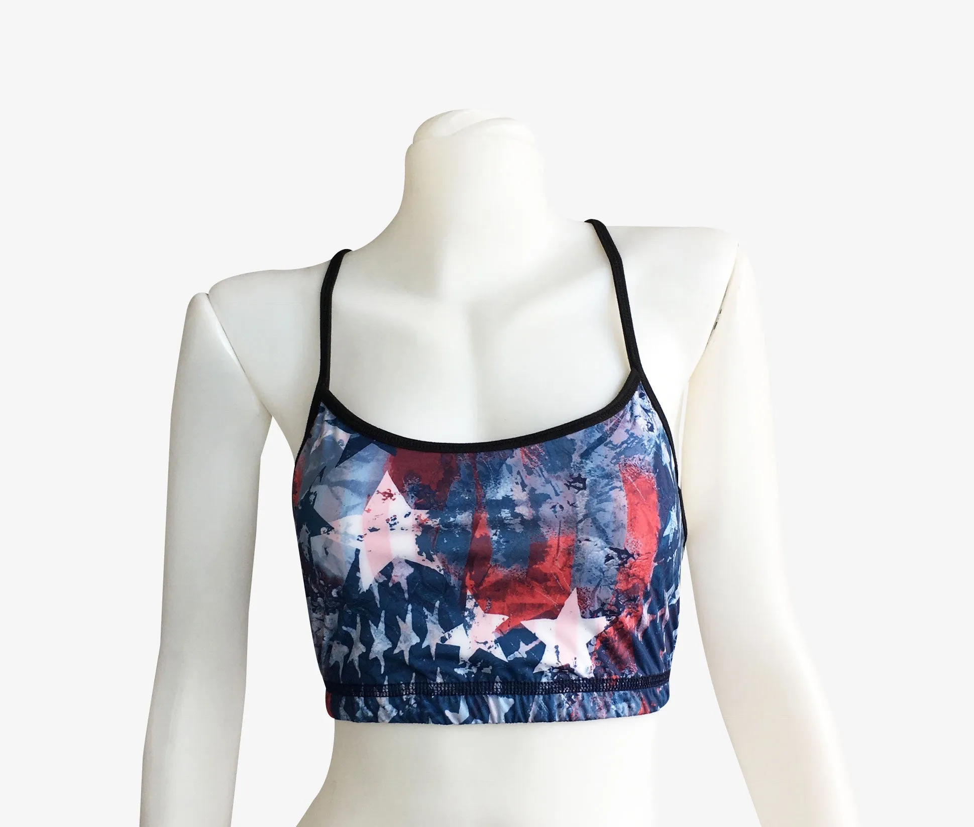 SPORTS BRA STARS & STRIPES (blue stars)