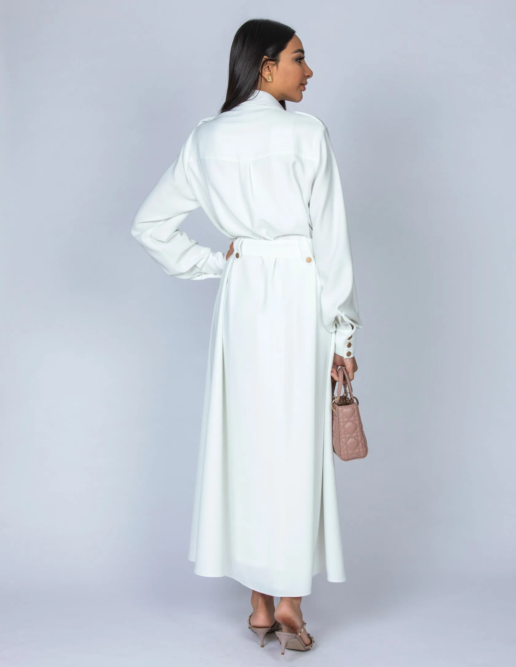 SS20 WHITE UTILITY SAFARI MIDI DRESS