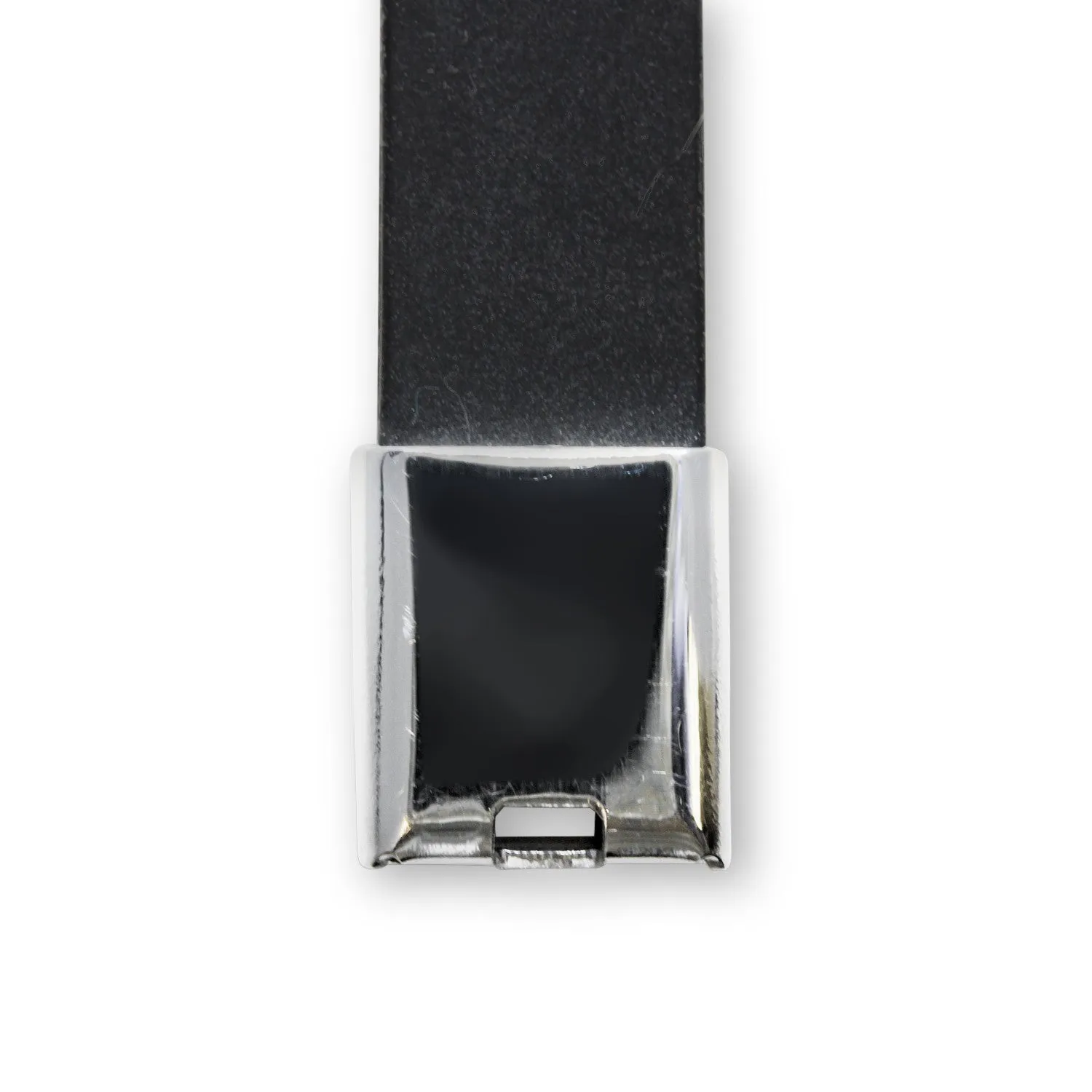 Stainless Steel Black Silver Plated Two Tone Rubber Bracelet