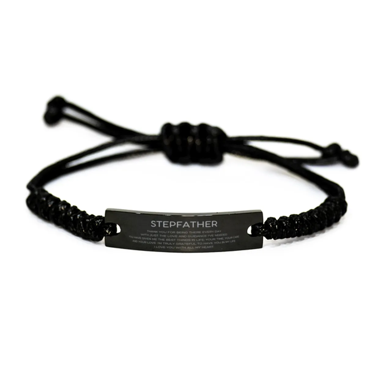Stepfather Gifts, Thank you for being there every day, Thank You Gifts For Stepfather, Birthday Christmas Black Rope Bracelet For Stepfather